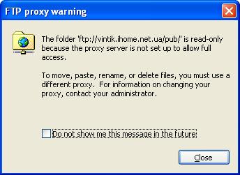 FTP Proxy Warning