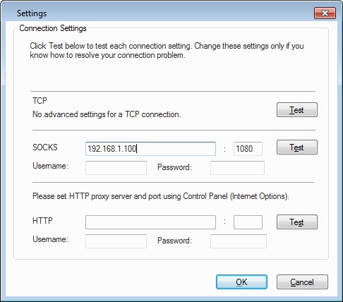Proxy server settings for MSN Messenger