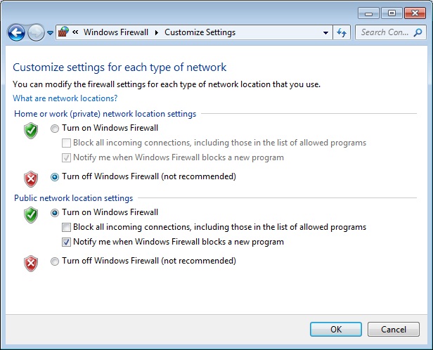 Turn Windows Firewall