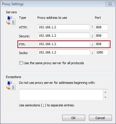 Configure FTP Proxy