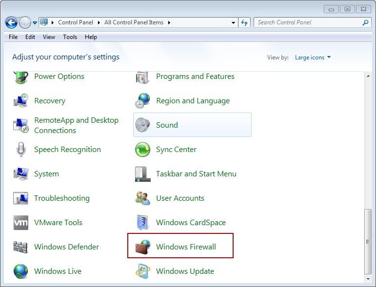 Click Windows Firewall