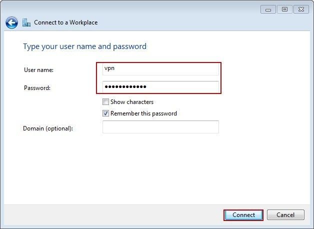 User Name and Password