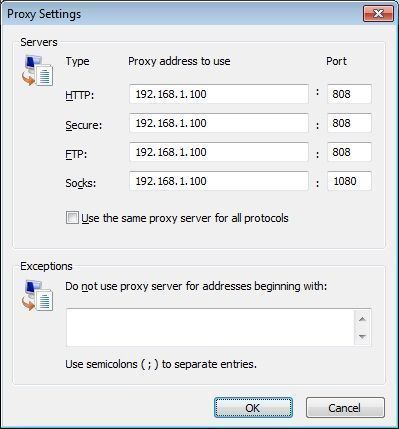 IE8 Proxy Setting