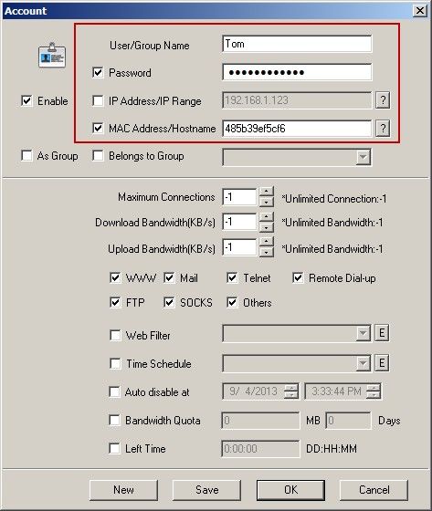 User/Password + MAC