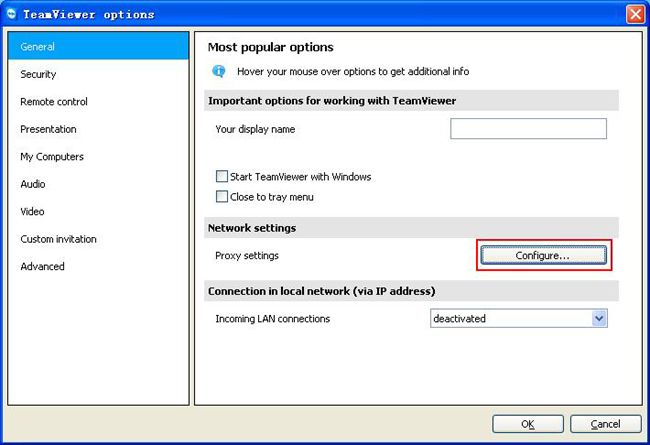 TeamViewer Options