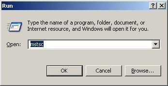 Type Mstsc in Run Dialogue Box