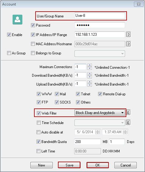 Enable Web Filter Rule