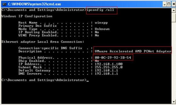 mac address lookup cmd