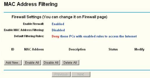 Mac Address Filtering