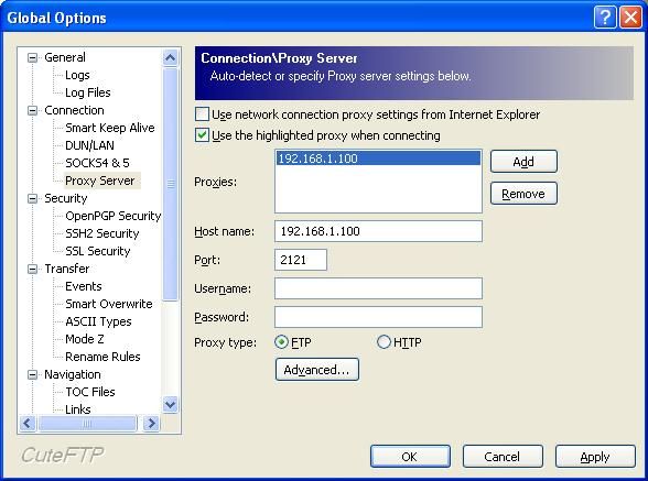 How to Configure FTP Proxy Settings in CuteFTP