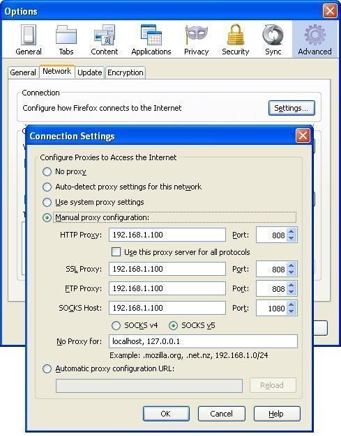 HTTP proxy configuration on Windows 7