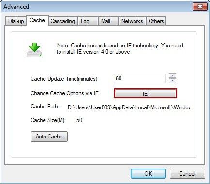 Change Cache Options