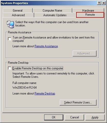 System Properties-Remote