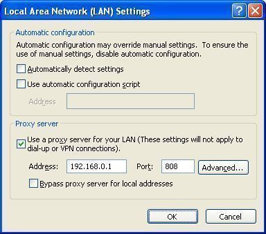 IE Loccal Area Network Settings