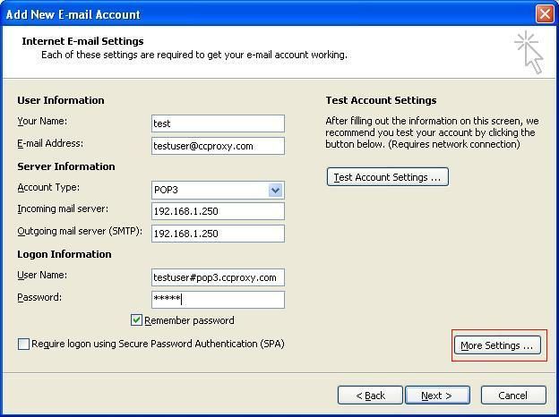 Internet E-mail Settings