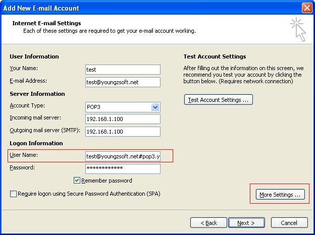 Internet E-mail Settings