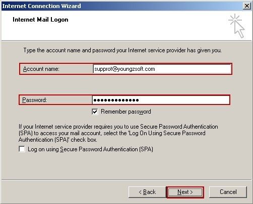 Internet Mail Logon