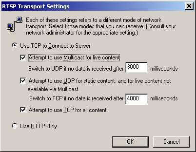 RTSP Transport Settings