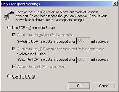 PNA Transport Settings