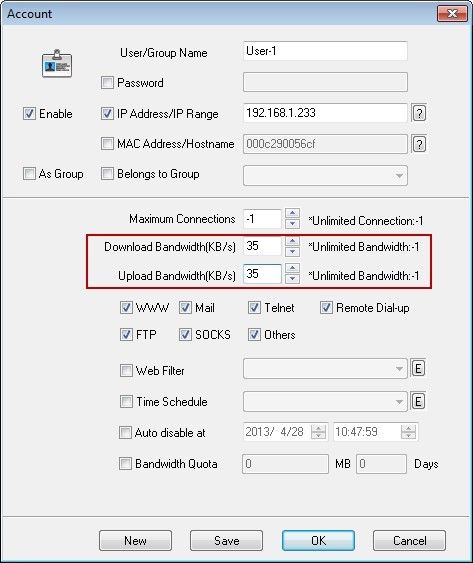 Upload and Download Bandwidth